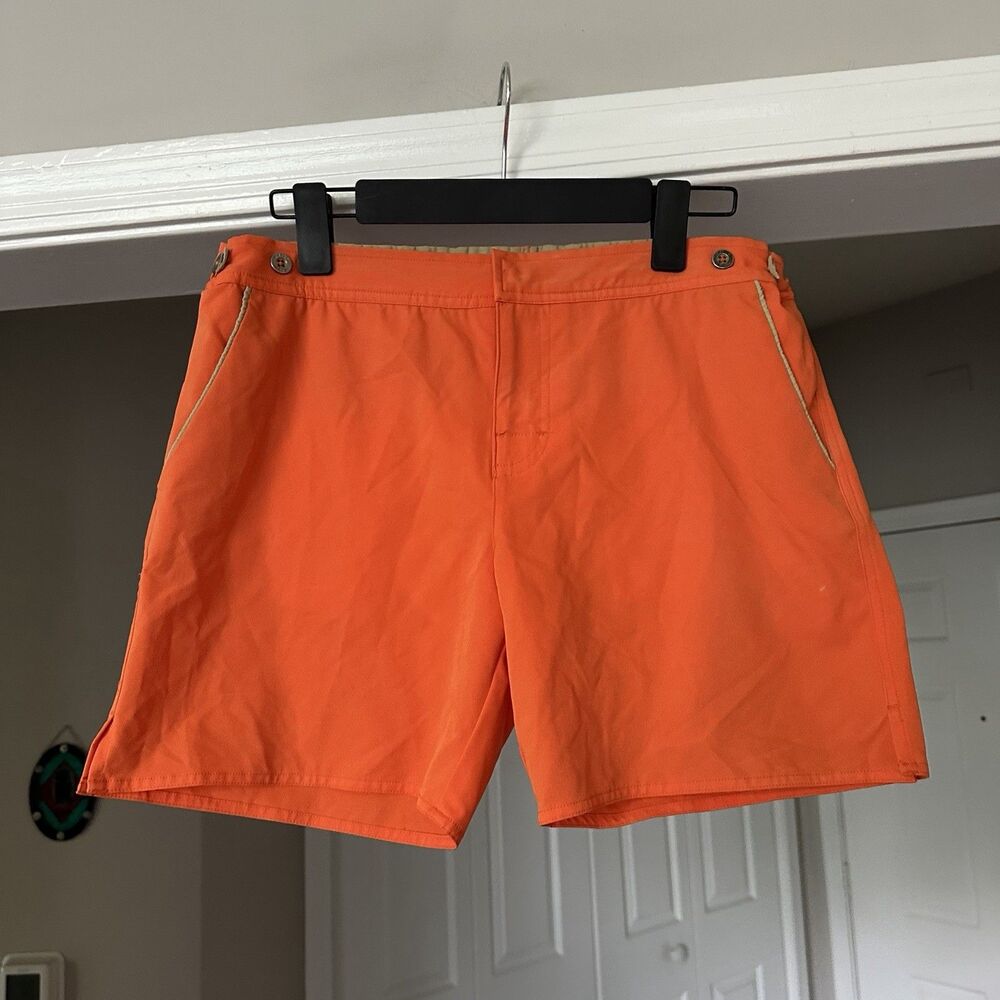 Parke & Ronen Mens Size 32 Orange Lined Swim Trunks Beach Short Summer
